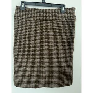 Lauren Ralph Lauren Exclusive 6 Brown Houndstooth Wool Lined Skirt Office Siren